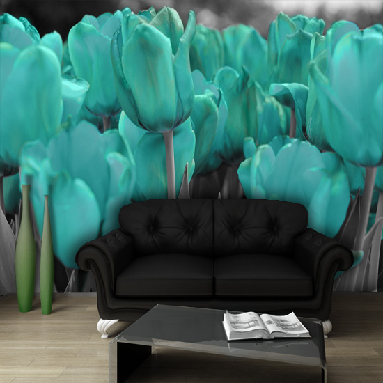fototapeta niebieskie tulipany