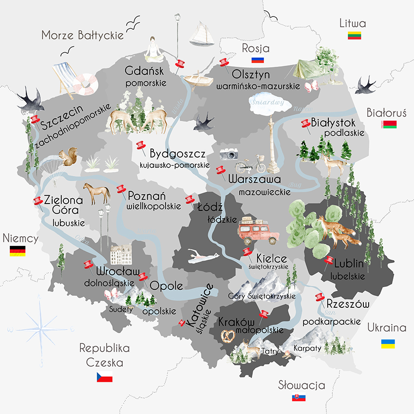 Fototapeta mapa województw