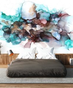 fototapeta sypialniana z kolorową abstrakcją