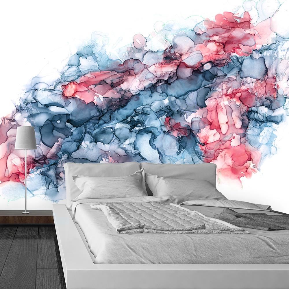 fototapeta sypialniana z kolorowymi plamami