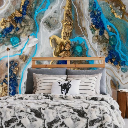 dekoracja do sypialni z motywem niebieskiego