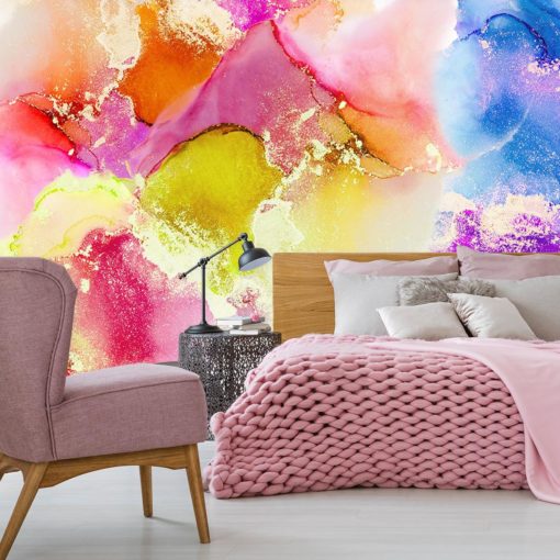 abstrakcyjne pastelowe wzory na fototapecie do sypialni