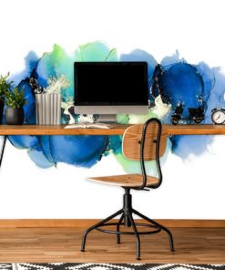 tapeta do biura z abstrakcją w kolorze niebieskim