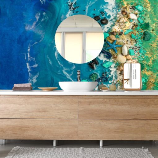 Fototapeta morski motyw fale kamienie dekoracja do łazienki