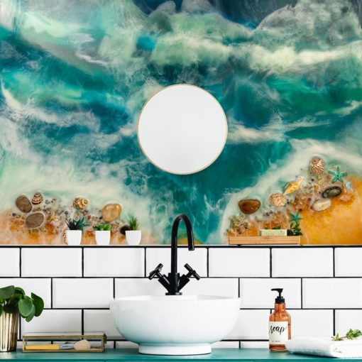 Fototapeta do łazienki resin sea żywiczna sztuka