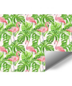 foto-tapeta z różowo-zielonym egzotycznym motywem