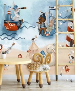 Mewy i Kraby na Plaży - Fototapeta dla dzieci