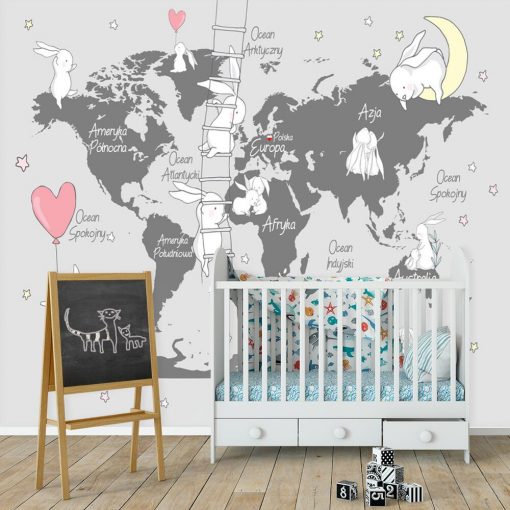 Foto-tapeta do pokoju dziecinnego z mapą świata