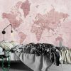 Foto-tapeta polityczna mapa świata w różowym kolorze