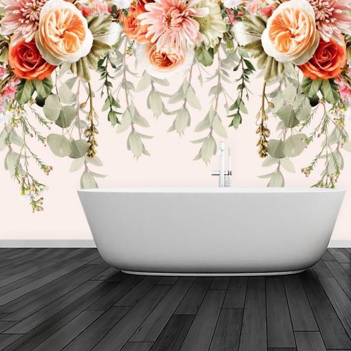 Fototapeta - Róże i chryzantemy do łazienki