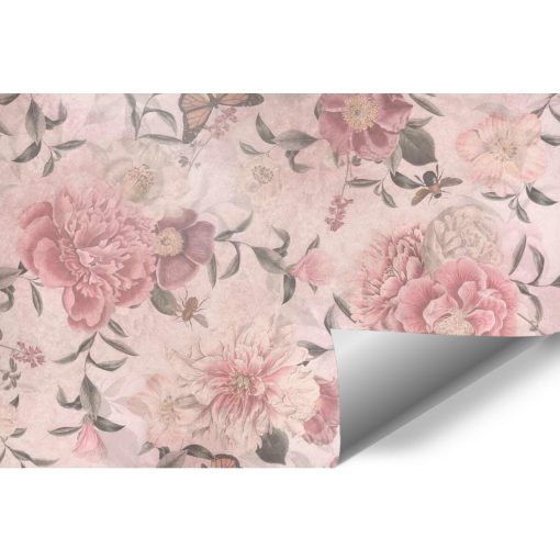 Różowa foto-tapeta botaniczna do restauracji