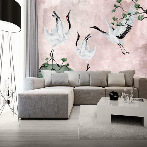 Fototapeta z żurawiami do dekoracji sypialni