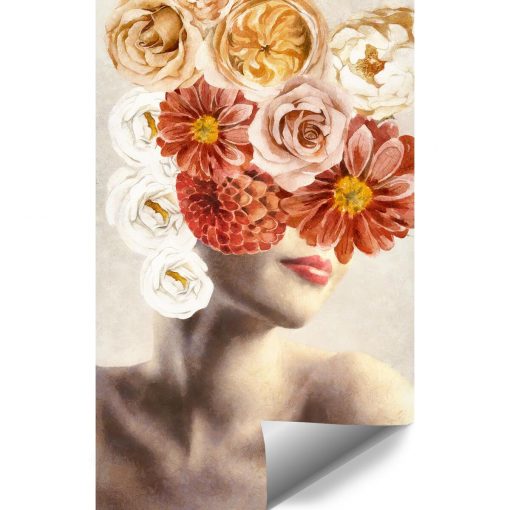 Foto-tapeta z kobietą i kwiatami do przedpokoju