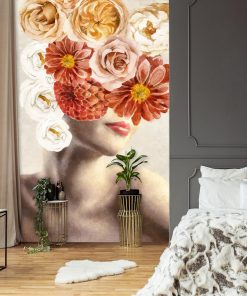 Foto-tapeta z kobietą i kwiatami do sypialni