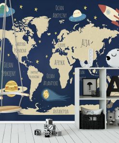 Fototapeta mapa świata i astronauta