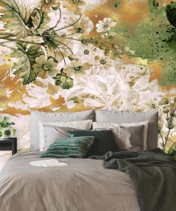 Foto-tapeta z abstrakcją i kwiatami do dekoracji sypialni
