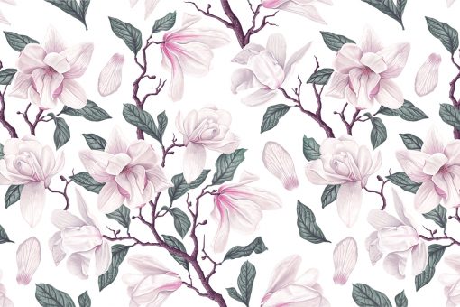 Różowa tapeta z magnolią